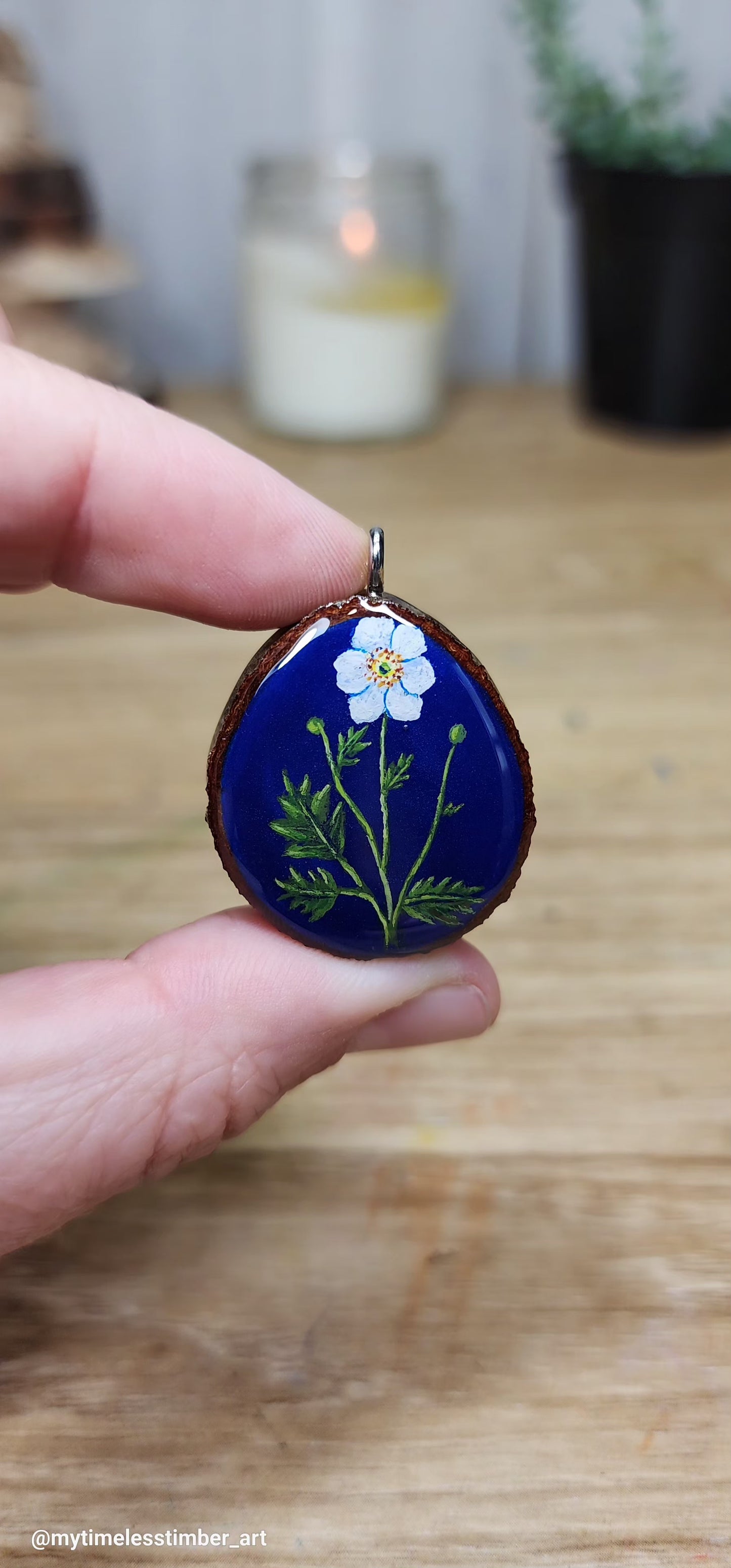 "Anemone Flower on Royal Blue"
