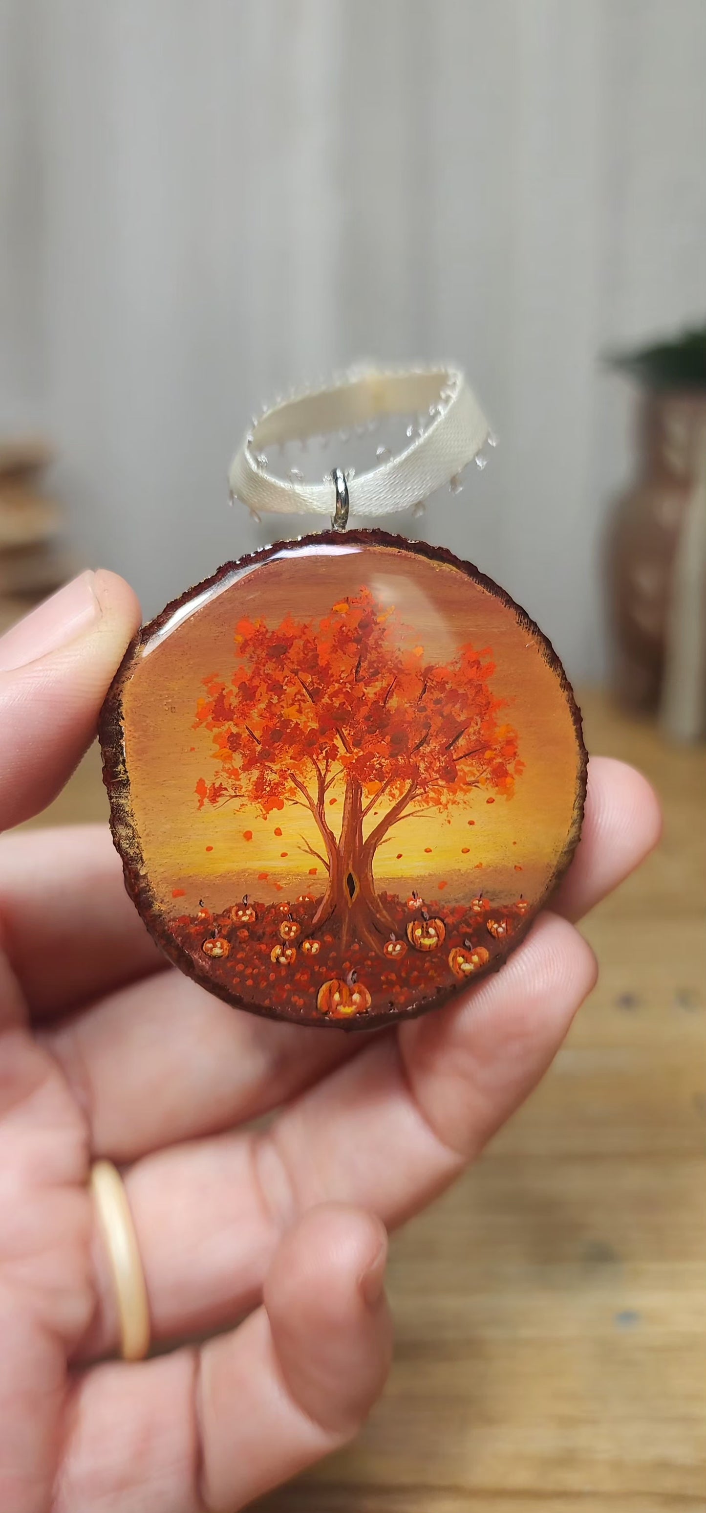 "Jack-o-lantern Under the Red Tree"