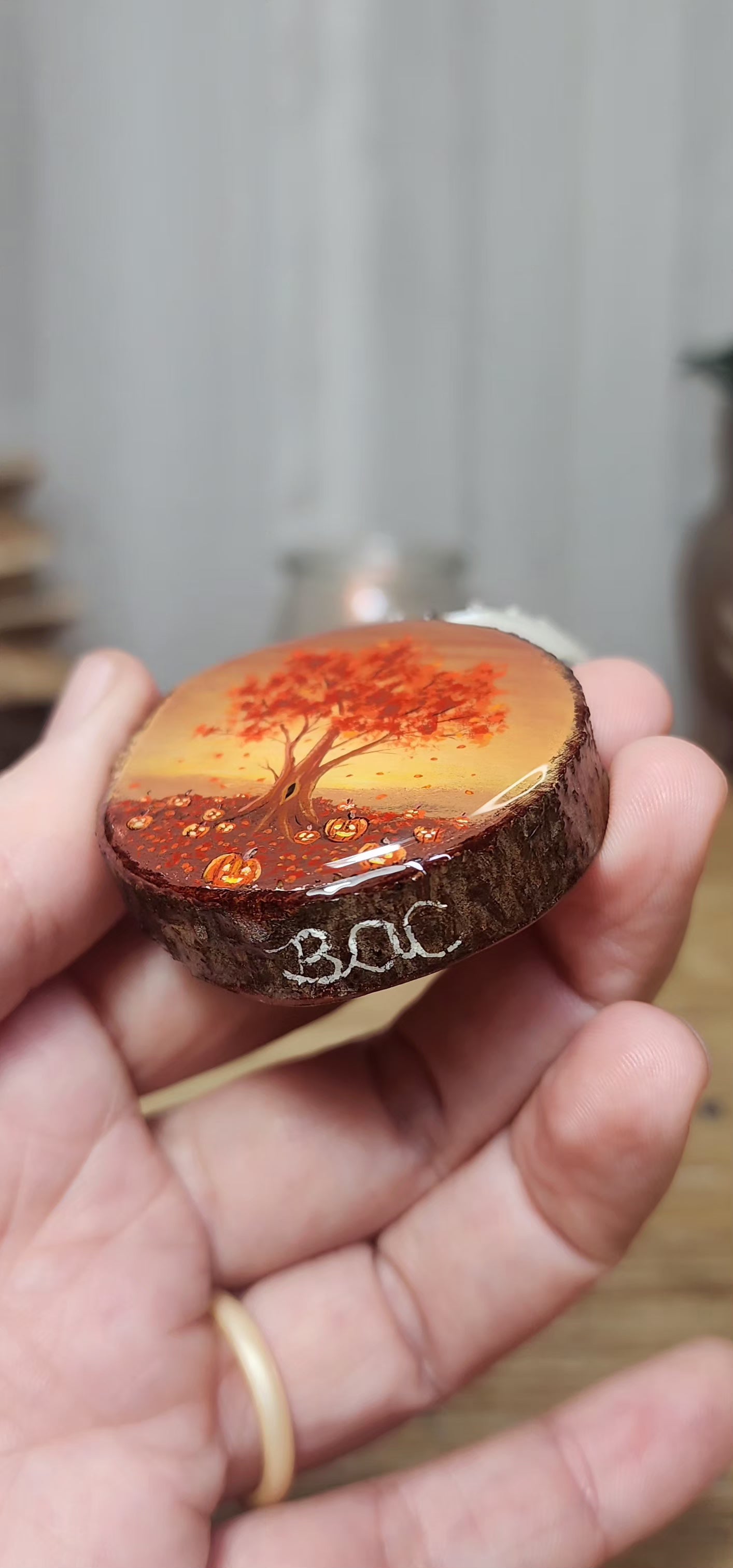 "Jack-o-lantern Under the Red Tree"