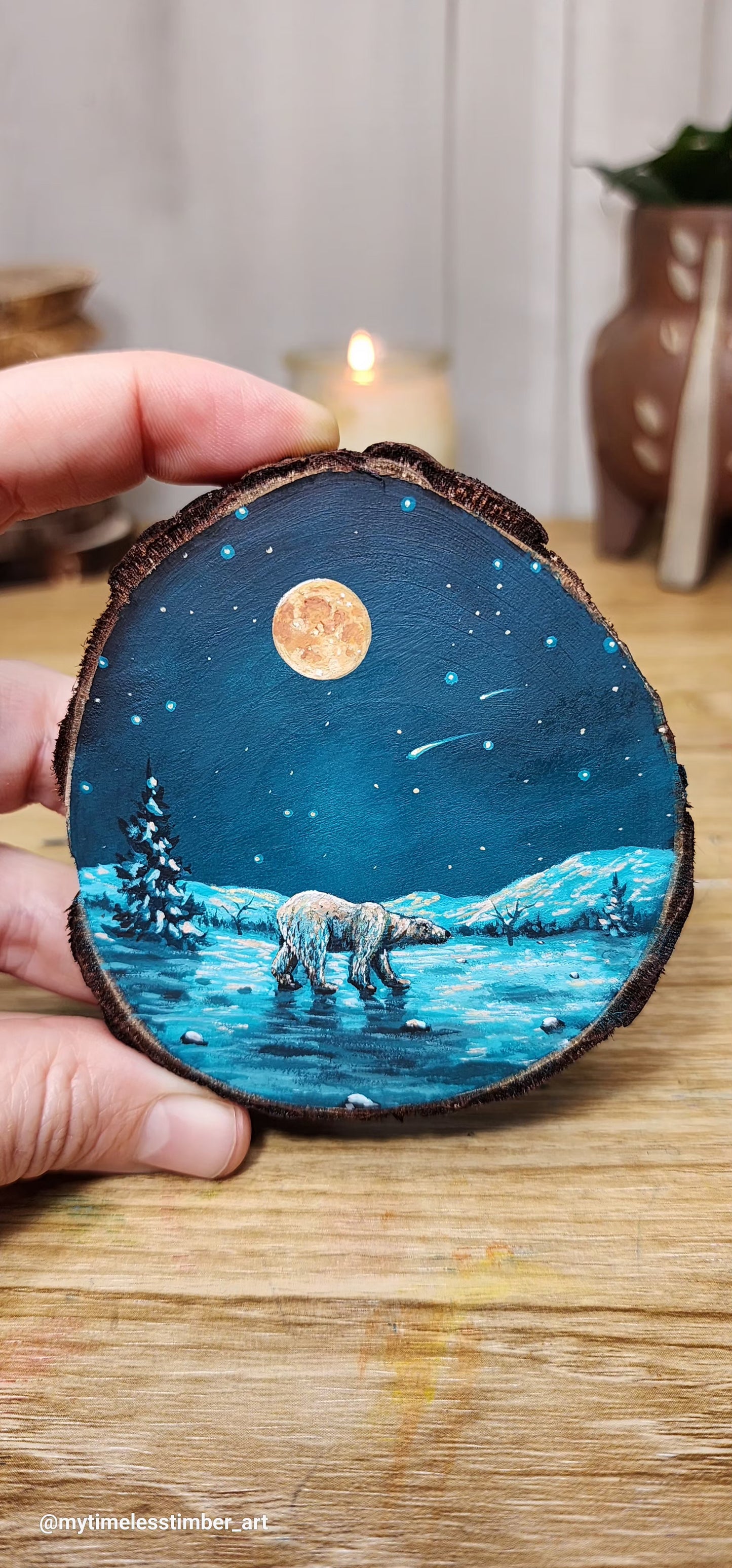 "Polar Bear Walks Under the Full Moon"