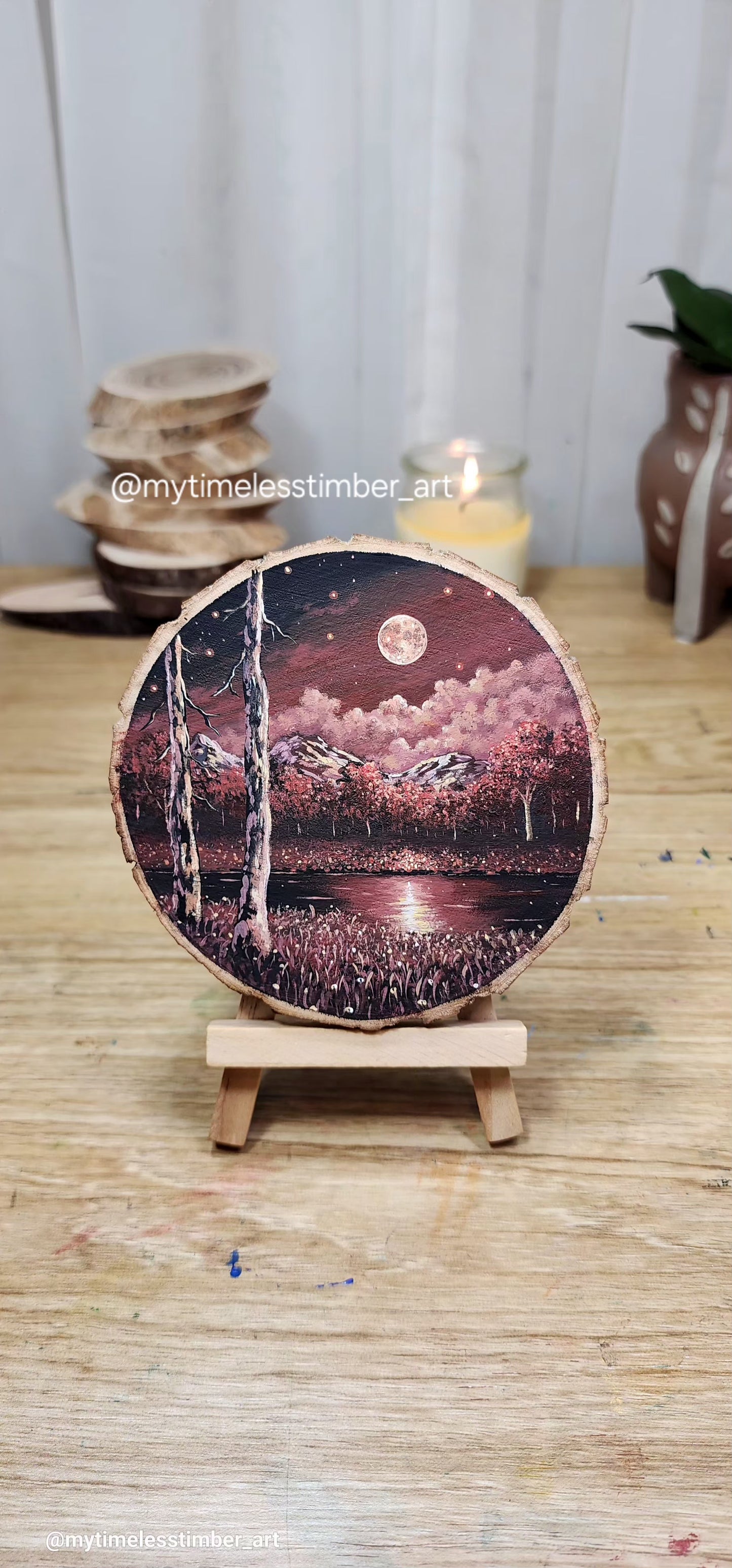 "Full Moon Over Crimson Trees"