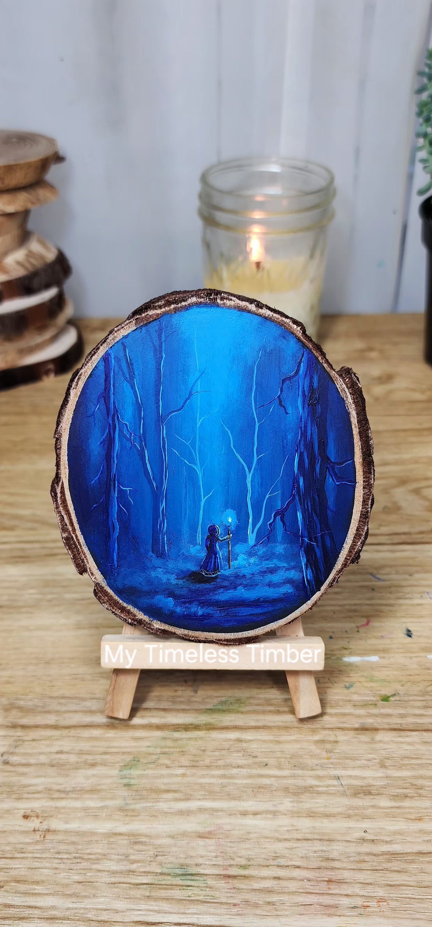 "Blue Glow in the Misty Forest"