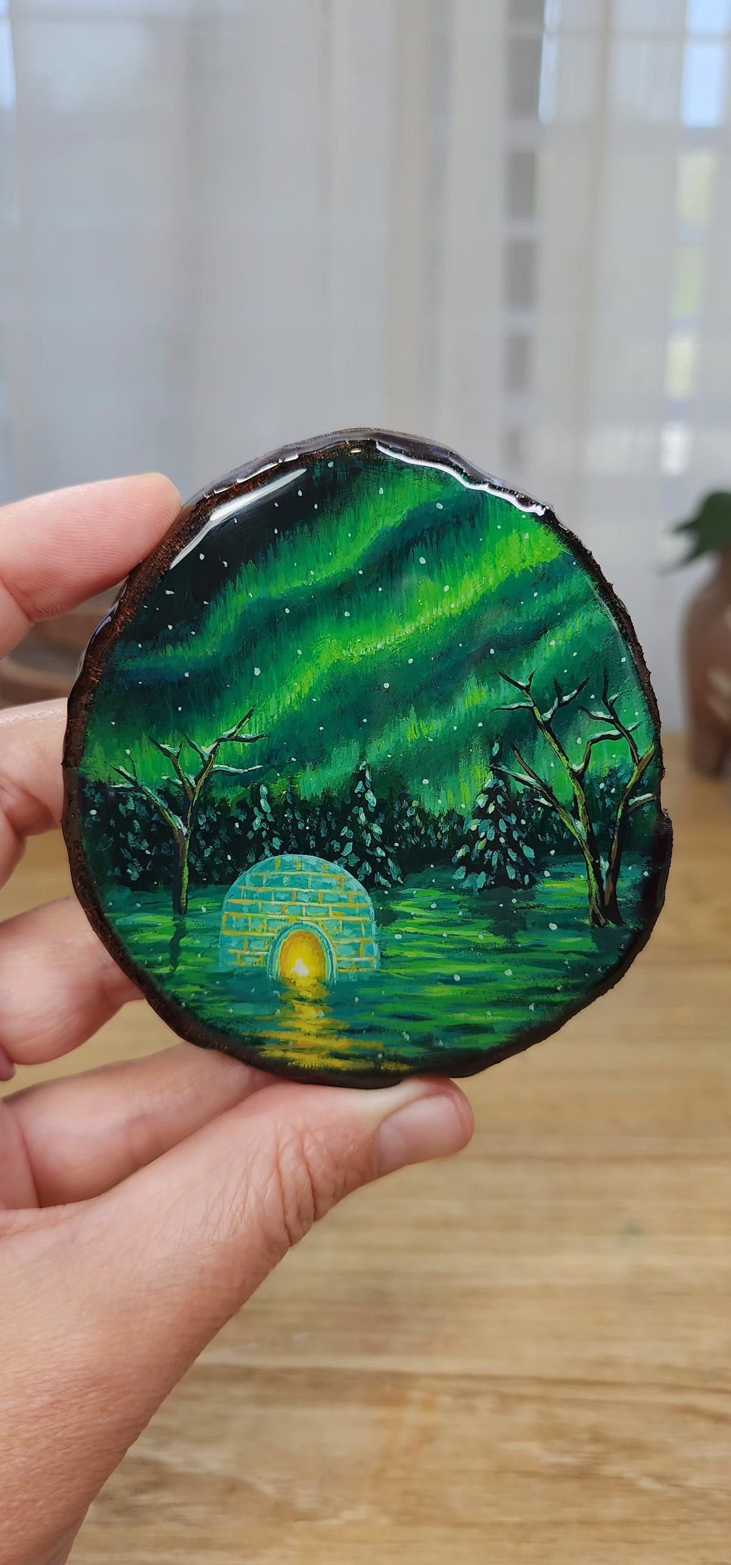 "Igloo Glows Under Dancing Lights"