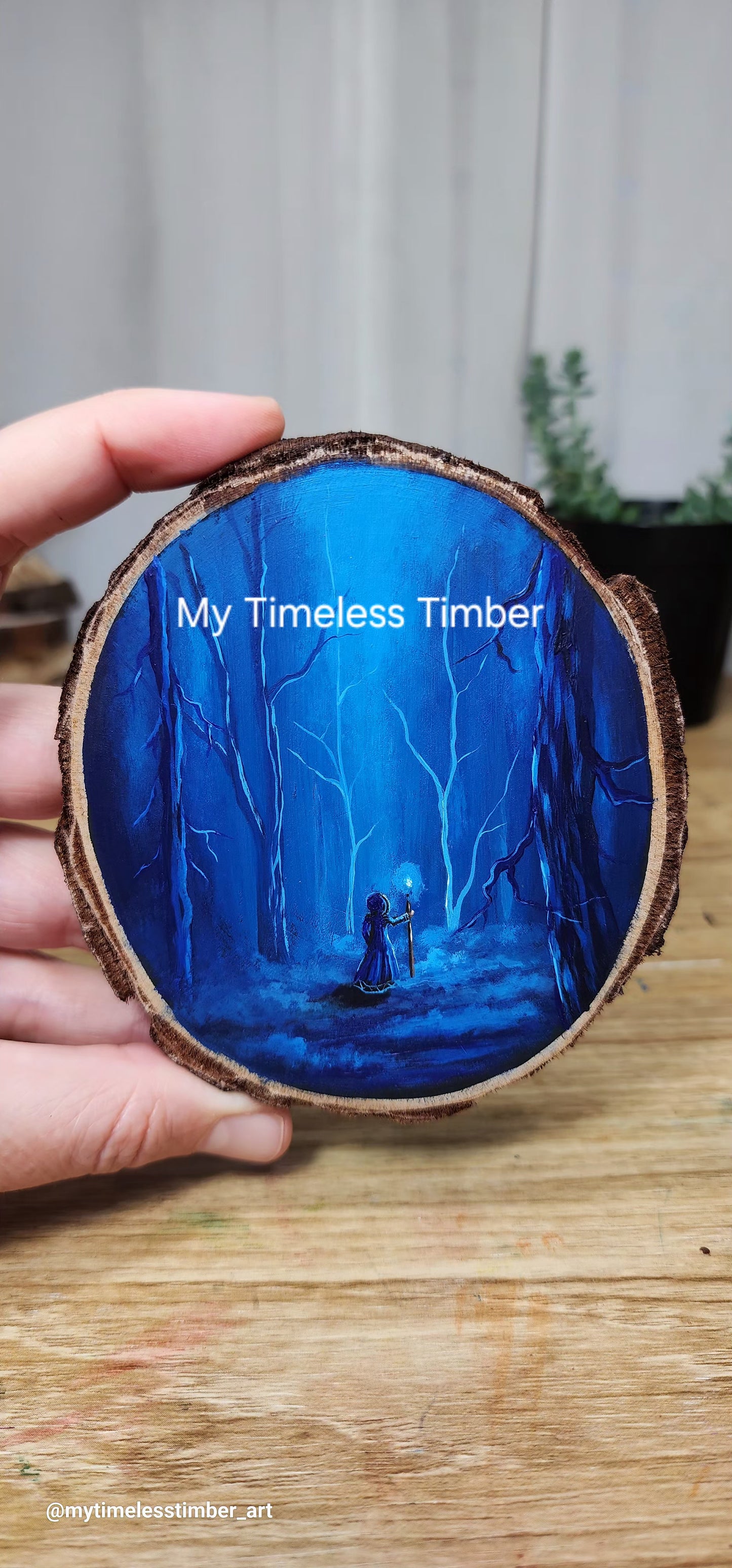 "Blue Glow in the Misty Forest"