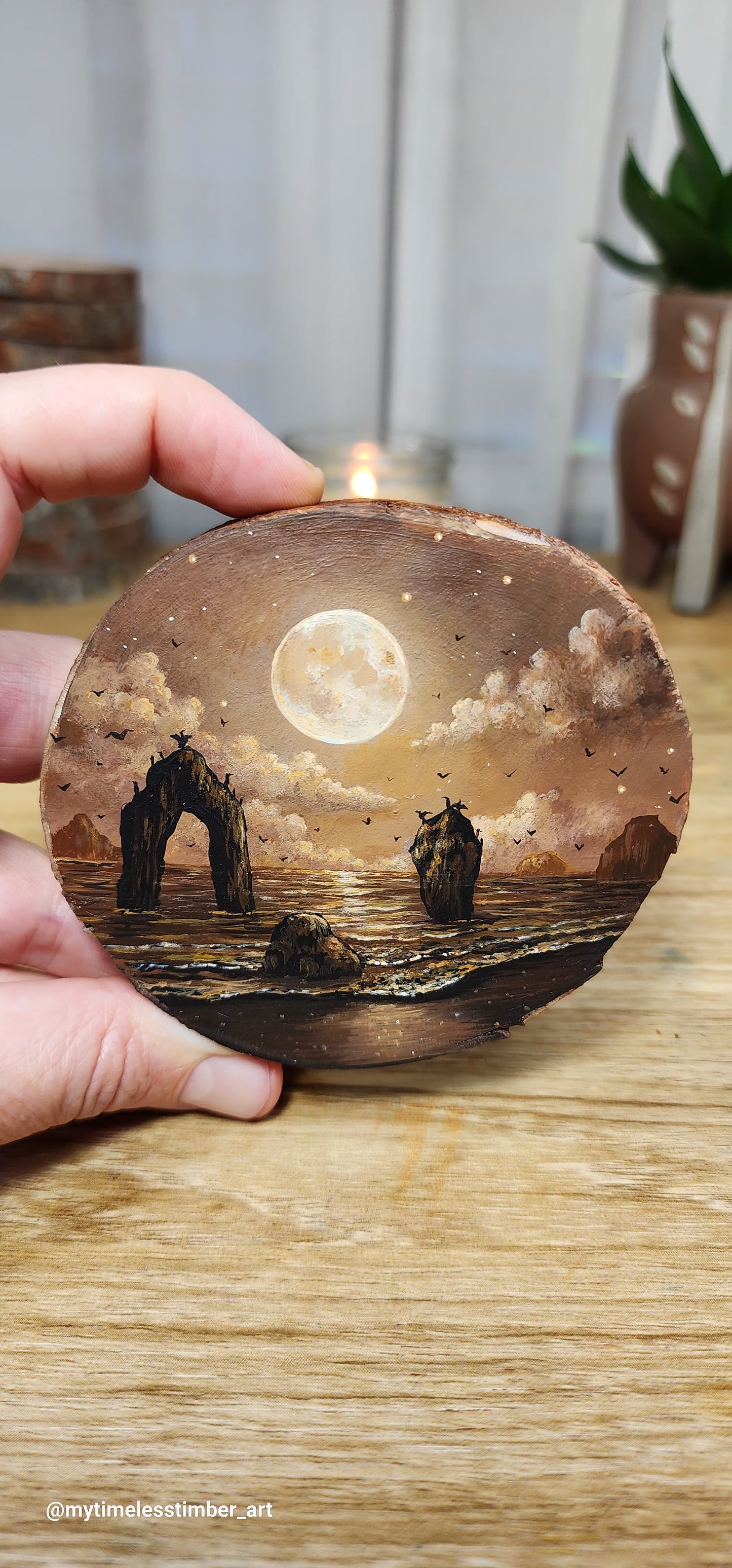 "Birds Gather Under the Full Moon"