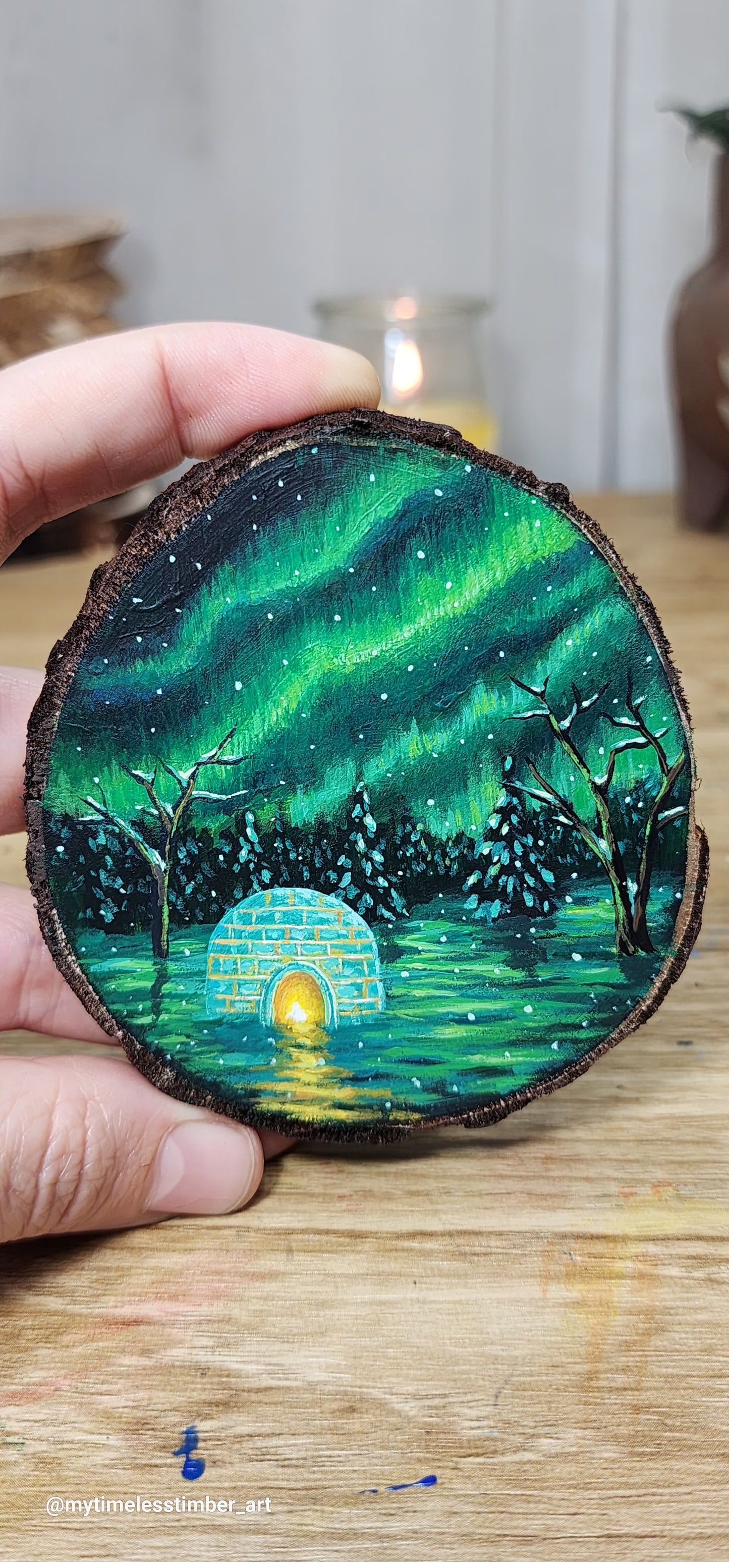 "Igloo Glows Under Dancing Lights"