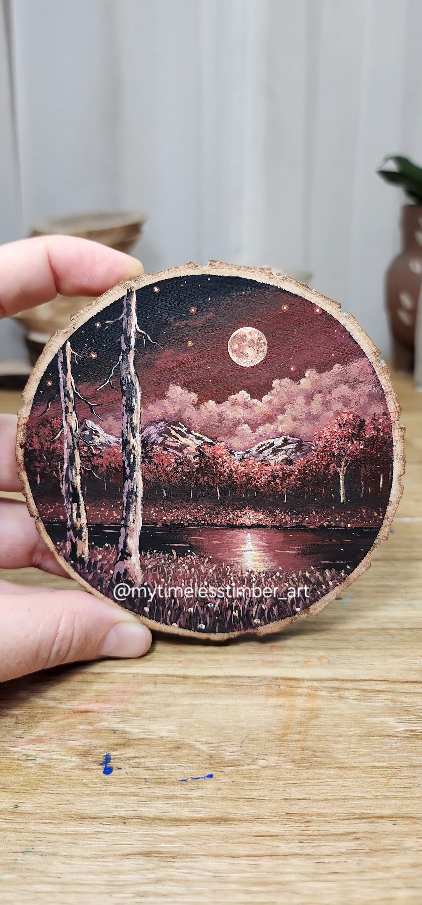 "Full Moon Over Crimson Trees"