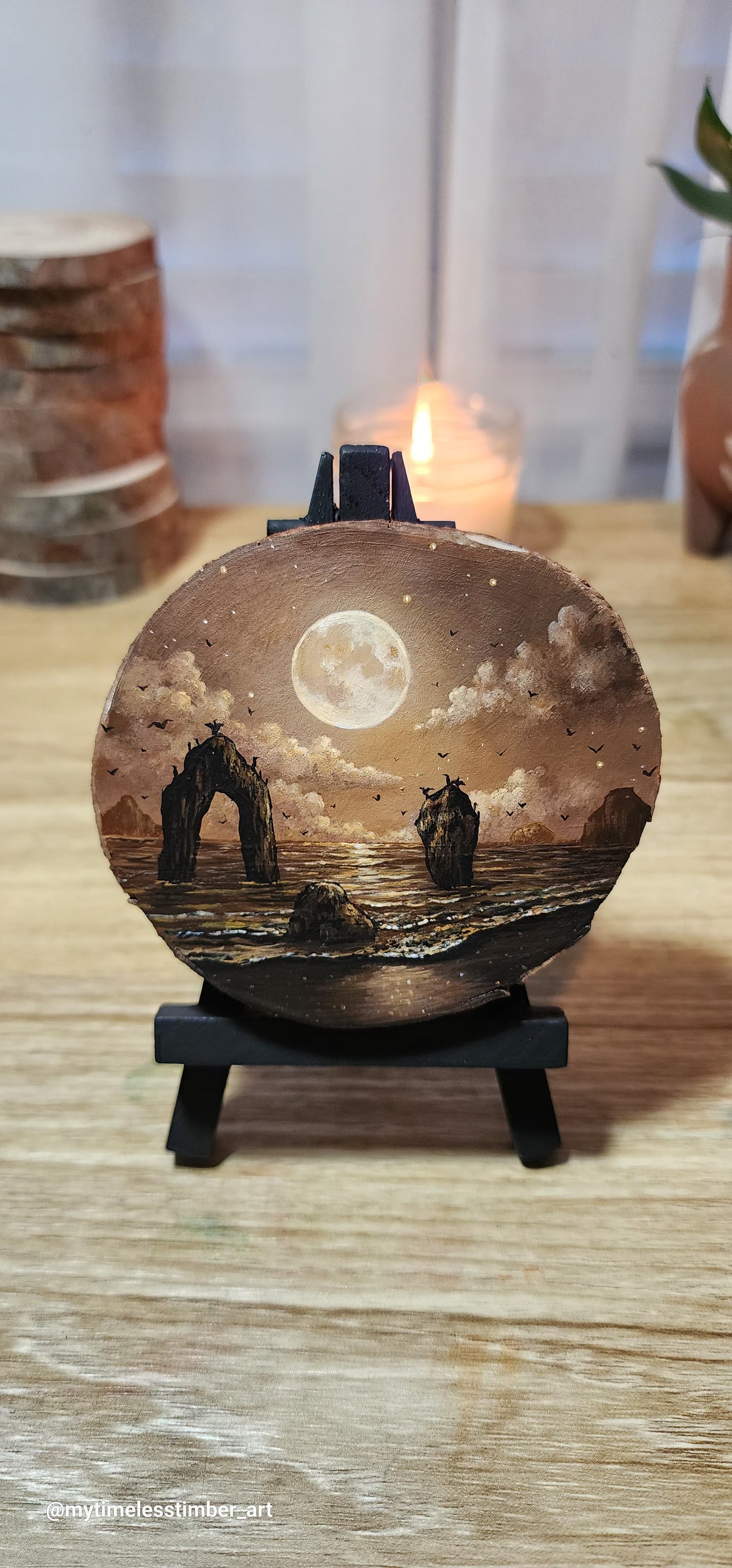 "Birds Gather Under the Full Moon"