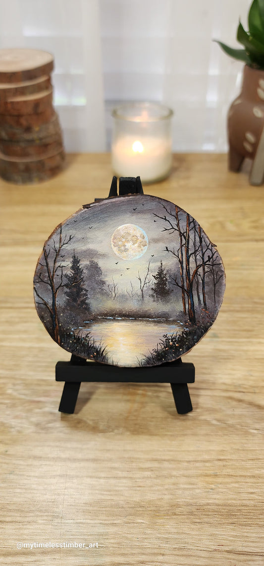"Full Moon Glows Over the Eerie Lake"