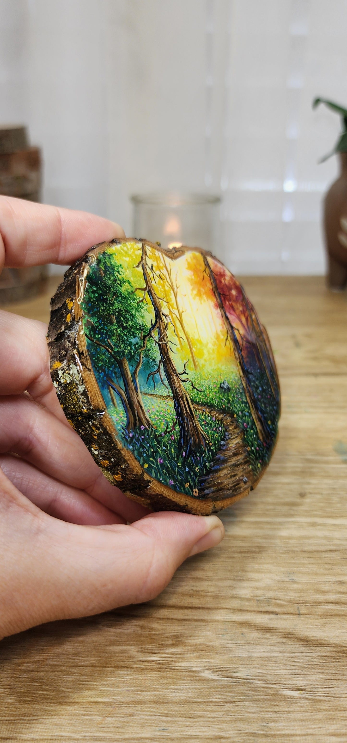 "Colorful Glow Through the Trees"