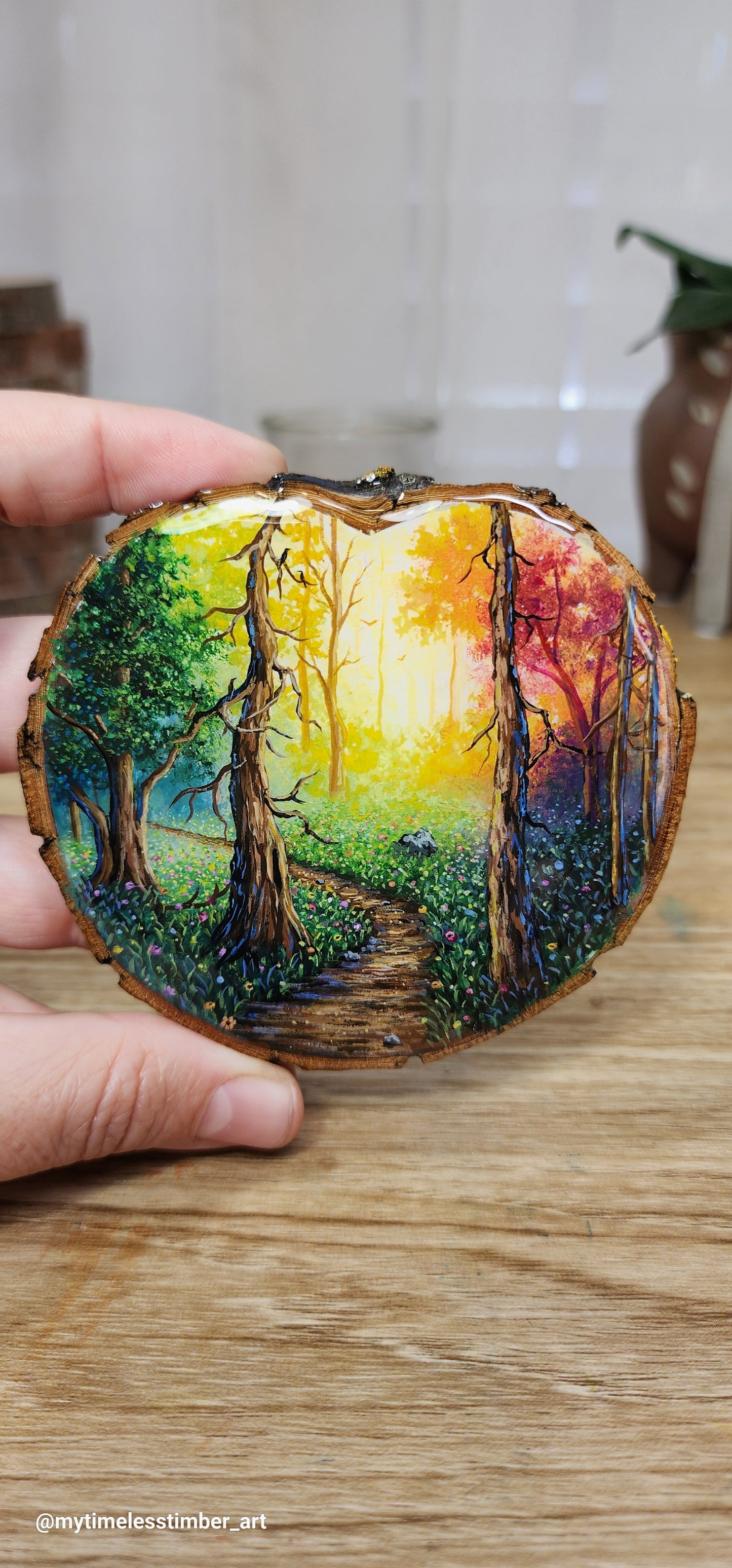 "Colorful Glow Through the Trees"