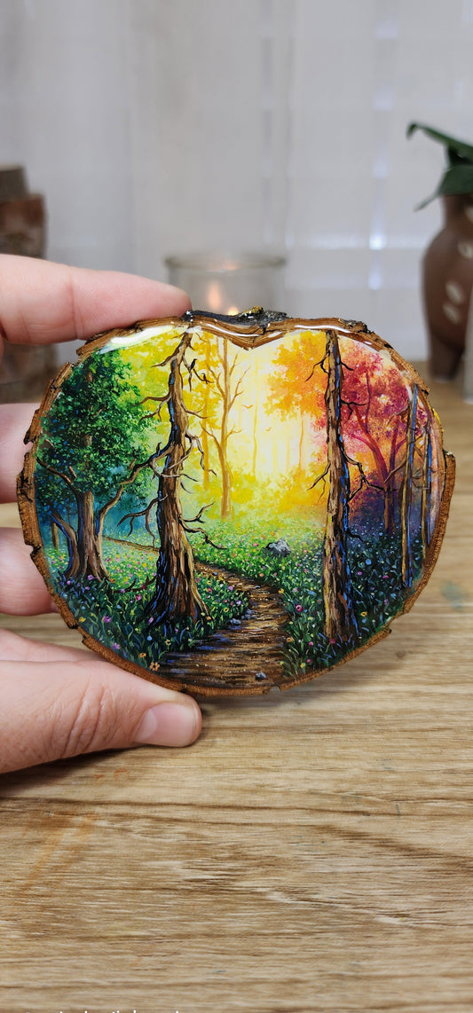 "Colorful Glow Through the Trees"